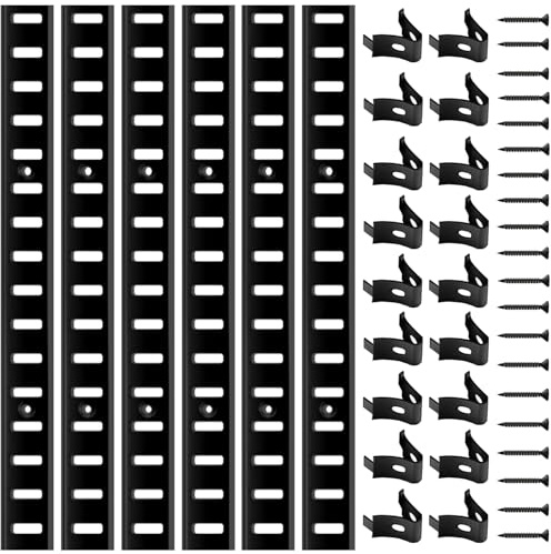 6 Pcs 36 Inch Shelf Pilaster,Adjustable Shelf Brackets,Stainless Steel Mortise Mount Pilaster Strip Standards with 18 Shelf Clips and 20 Screws for Wall Shelving System Closet Organization Storage