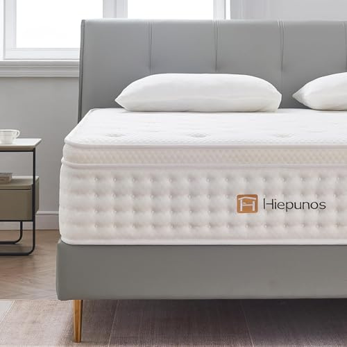Hiepunos Materasso 120 x 190 cm, spessore 26 cm, materasso a molle insacchettate e memoria di forma, ibrido materasso, 7 zone di comfort, H3 medio solido, supporto perfetto, traspirante, (bianco)