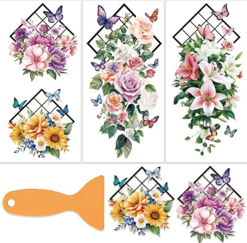 OLYCRAFT 3 pz/set di fiori stand strofinare sui trasferimenti per mobili e mestieri 15x30cm fiori tema mobili trasferimento adesivi adesivi strofinare su decalcomanie per legno scrapbooking