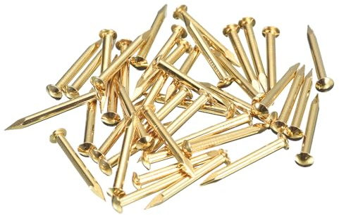 QUARKZMAN 70pcs Petits Clous en Laiton à Tête Ronde 2x20mm(DxL) Laiton | Mini Clous Bois Minuscules Quincaillerie de Finition pour Projets Bricolage en Bois Boîtes Accessoires Ménagers Mur Meubles