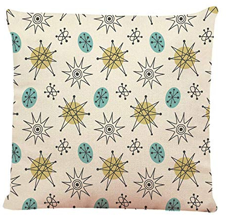 Throw Pillowcase Vintage Stars Retro Pattern On Of Boomerangs Cushion Covers Gifts For Women Pillow Cover For Livingroom Garden Sofa Bed 45x45 CM