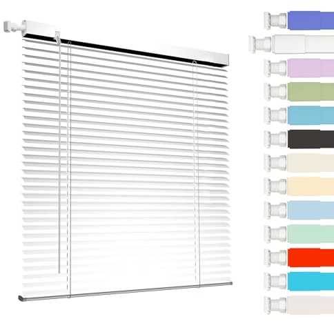 Jalousien Aluminium für Fenster Innen Ohne Bohren Breite 25 bis 165 cm Sichtschutz Wärmedämmung Sonnenschutz Vorhänge Alu Jalousien(White)