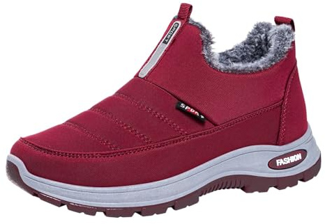 Generiska snöstövlar män fodrade : Vinterstövlar fleece ankelstövlar varma snöskor slip-on vintersko lätta joggingskor enfärgade sportskor vardag klassiska sneakers (storlek 36–44)