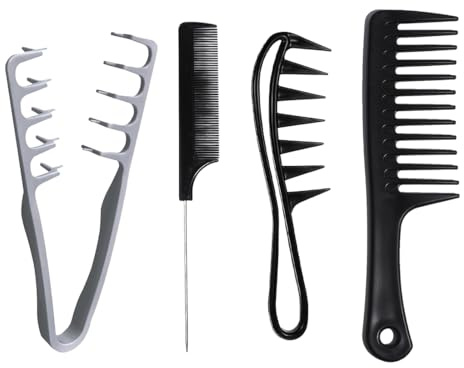 THQAE 4 Pcs pettine quad, pettine volumizzante capelli, Pettine per acconciatura da uomo, con denti larghi, pettine volumizzante, per uomini e donne, accessorio per la cura del parrucchiere