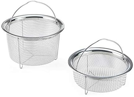 Instant Pot Official Mesh Steamer Basket Set, Stainless Steel, Dual Purpose Steamer & Strainer, Easy-Lift Handle, Dishwasher Safe, Rust-resistant, Essential Accessory for Healthy Cooking
