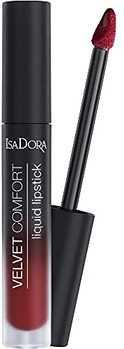 IsaDora Flüssiger Lippenstift - Samt Comfort Matte Flüssige Lippenstift – Matt – Lange Lasting - Vegan Make-up Parfümfrei Make-up, 64 Cranberry Liebe, 4ml