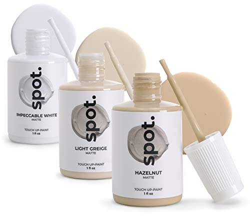 spot. Touch-Up Paint - Matt Finish, Quick Drying, Perfect for Cabinets, Walls, Windows, Doors, and Furniture Repair, 3 Colour Kit Matches 90% of Surfaces, Beige 3 Pack