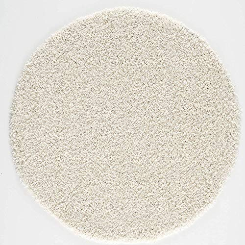 Muratap Teppich Wohnzimmer Modern - Loca Shaggy - Hochflor Teppich Weich und Warm Schmutzabweisend und Pflegeleicht Wohnzimmerteppich - Große: 200 cm - Rund - Farbe: Creme