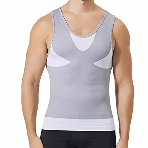 PHCOMRICH Débardeur Slim pour Homme Shapewear de Compression pour abdominaux et abdominaux（Blanc，XL）