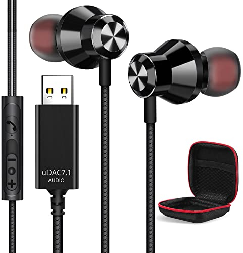 Auriculares PC con Micrófonos, Cancelación Ruido USB Auriculares para Portátil, Audifonos Gaming con Controles Audio Función Silencio Headset para Juegos Ligeros para Oficina Transmisión En Vivo PS 4