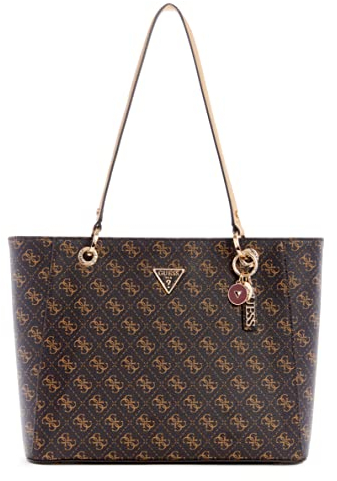 GUESS Damen Noelle Noel Tote Tragetasche, Schultertasche, Braunes Logo