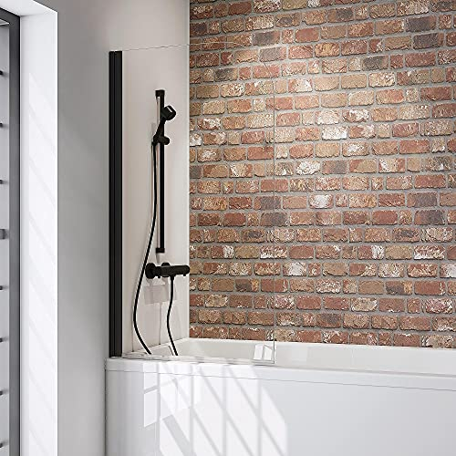 Schulte pare baignoire MESURE À PERSONALISER l.35-90 x h.100-140 cm, noir, 1 volet, paroi de baignoire mobile réversible 180° contre le mur, verre de sécurité 5 mm transparent