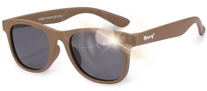 Maesy Occhiali da Sole Bambini Lino 3-6 Anni - Lenti Polarizzate UV400 Categoria Filtro 3 - Montatura Flessibile - Design Quadrato, Sicuri e Confortevoli - Lino, Marrone Taupe