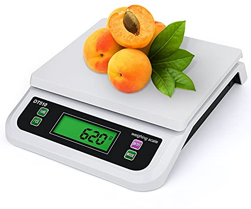 LICHUXIN Bilancia da Cucina 30kg/66lb con Funzione PCS e Tare Bilancia Cucina Digitale per Panifici e Mense Pasticceria Bilancia Professionale per Alimenti con Grandi Display LCD E 6 unità Bianco