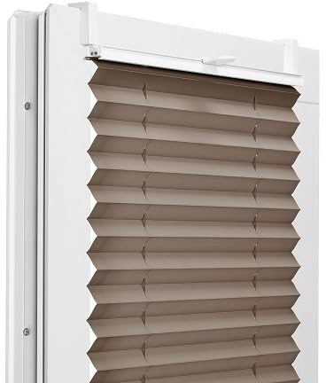 Fenster DEKOR - Plissee Klemmfix ohne Bohren Breite 45 cm x Höhe 200 cm - Fenster Plissees innen Braun - Faltrollo Blickdicht - Faltrollos einfach zu montieren - Blissett Rollo
