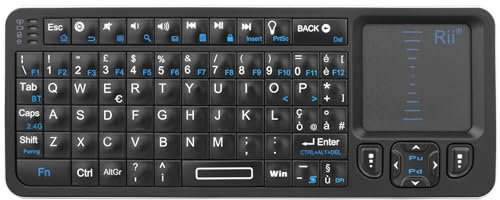 Rii Mini i6 sans fil + Bluetooth + IR (disposition italienne) - Mini clavier rétroéclairé avec pavé tactile, compatible avec Smart TV, TV Box, Tablette, Smartphone, Console, PC, Fire TV, Raspberry