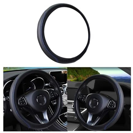 Adunsiaoto Coprivolante per Auto, Microfibra Universale Autos Antiscivolo Traspirante Durevole Coprivolante, Protezione Custodia, Accessori Auto Interno, Durevole (Nero/Blu)