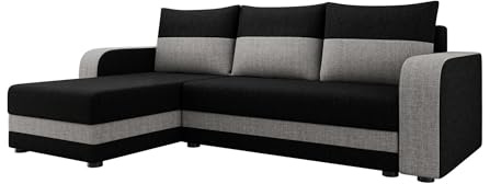 Bestmobilier Harvey - Canapé d'angle réversible 4 Places Convertible avec Coffre en Tissu Bicolore
