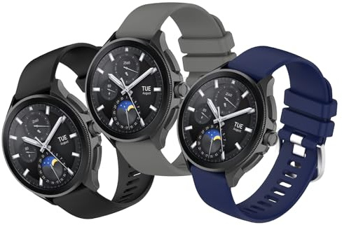 SenMore 3 Stücks Armband kompatibel mit Xiaomi Mi Watch/Xiaomi Watch S1 Active/S1/S1 Pro/S2/S3/Xiaomi Watch 2 Pro, 22mm Sports Weiches Silikon Ersatzband für Xiaomi Mi Watch Smartwatch.(No host)