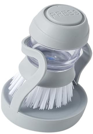 BOBOZHONG Cepillo de lavado, cepillo para platos con dispensador de detergente, dispensador de jabón rellenable, cepillo de limpieza y lavavajillas para la cocina con soporte de almacenamiento para