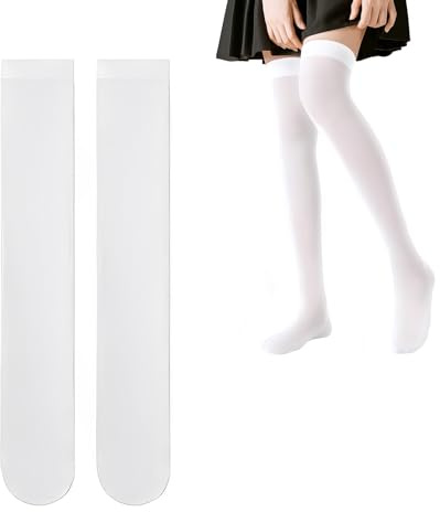 DHWEKU Donna Extra Lunghi Calzini da Ginocchio Donna Cotone Calze Alti da Sopra il Ginocchio Calzettoni di Coscia Retro Scaldamuscoli per Ragazze,Adatto per 40-70kg,altezza 155-190cm