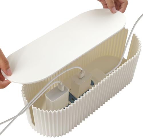 Kabelbox Kabel Organizer Box zum Kabel Verstecken Kabelmanagement Box mit Deckel und 12 Kabelbinder Kabel Aufbewahrungsbox Cable Management Box Steckdosenbox Kabelsammler für Kabel Steckdosenleisten