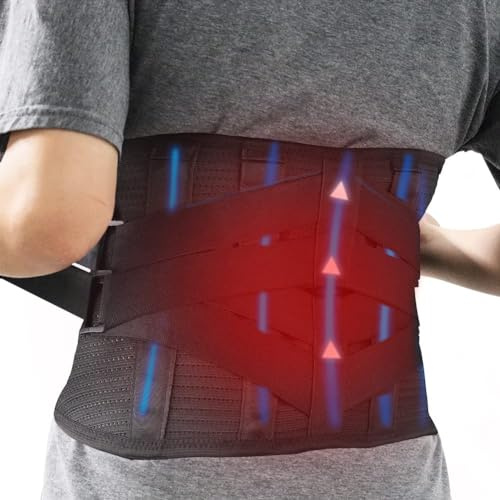 Oramuon Almohadilla térmica inalámbrica para aliviar el dolor de espalda, soporte de espalda baja con calor, calentador de abdomen, soporte lumbar, cinturón de apoyo recargable