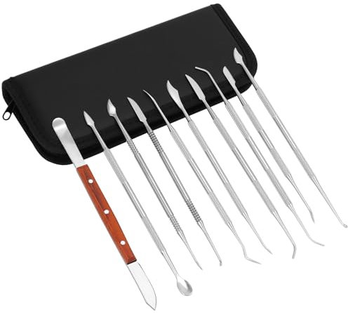 QWORK® 10 Stück WachsschnitzerWerkzeuge, Töpferwerkzeug Set aus Edelstahl,Doppelendiges Schnitzwerkzeug, für Ton, Keramik und Wachs