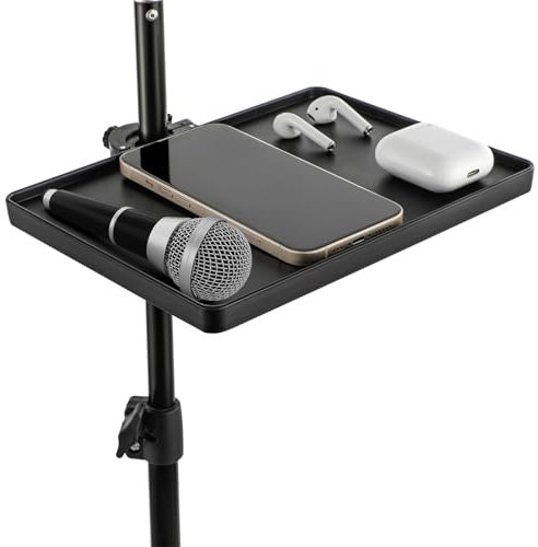 SWEWARM Microphone Stand Tray - Universal Clamp-On Rack Tray, Mic Stand Holder with Strong Load Capacity, Microphone Stand Shelf for Live Streaming Recording Karaoke