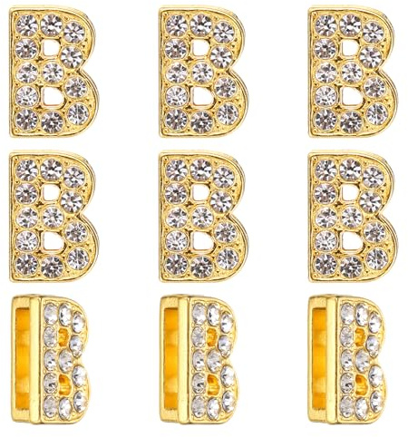 PATIKIL Strass bokstavsberlock, 30 st 10 mm glidarmband hängen kristall bokstav B berlock hängen alfabet A-Z för gör-det-själv smyckestillverkning halsband armband, guldton