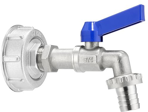 GEKA Plus IBC Adapter Set Kugelauslaufventil (S60x6 Anschluss, Innen- und Außengewinde G3/4, Schlauch Innendurchmesser 19 mm, Bewässerung, Adapteranschluss, Gartenbewässerung) 30.0044.8
