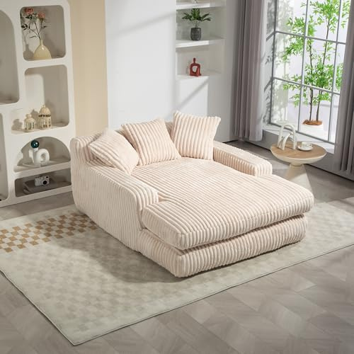 A ALFRESCOOL Sofá Boneless, sofá cama de cuerda Cloud con 3 cojines suaves, cómodo sofá de piso individual para sala de estar, apartamento, oficina (Beige)