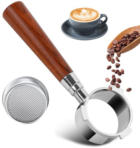 SKJJM Portafiltro Sin Fondo, Portafiltro Sin Fondo Espresso de 51 Mm, Portafiltro Sin Fondo de Café 3 Orejas, Portafiltros Cafetera Repuesto para Delonghi Dedica EC680/EC685/EC785/EC820/EC850