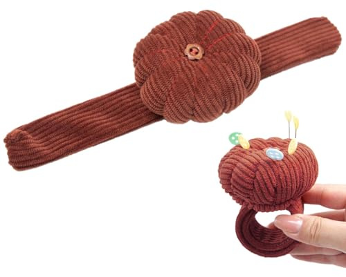 Pin Cushion for Arms - Cord Pumpkin Design - Wrist Needle, Practical Wrist - Craft Tool - Cushion Bracelets are Ideal for Sewing, Quilting, Embroidery and DIY Craft Workers