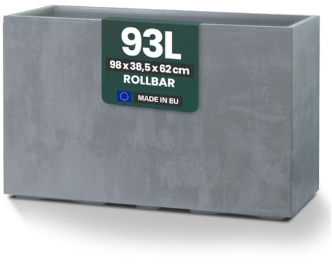 Kreher XL Pflanzkasten Millennium in verschiedenen Formaten und Farben. Tolle Naturstein Optik in Braun, Beige, Anthrazit oder Grau! Aus robustem Kunststoff! (XL Raumteiler (rechteckig) in Grau)