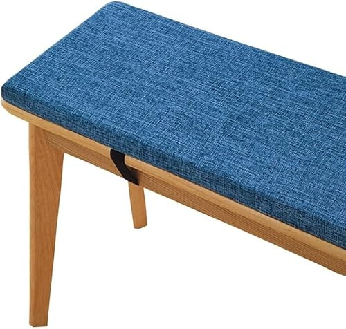 Cuscini Imbottiti per Panche da Esterno/Interno – Lino e Cotone Antiscivolo con Fibbia – 120x40, 100x40, 80x40, 100x50 – Cuscino per Panchina per Giardino, Sagre, Birrerie e Cucina(Blue,18x67)