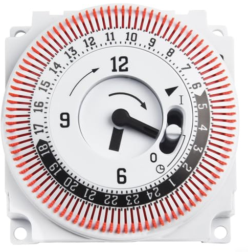 Micpointik Timer meccanico 24 ore, timer industriale con pannello, 16A 250V 3680W, regolabile da 15 min a 24 ore, materiale PC