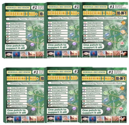 Liten nållapp för viktminskning och globalt välbefinnande - Berberine x NAD+ 10-i-1 - Moringa och bigift - utan stimulantia - 7 stycken