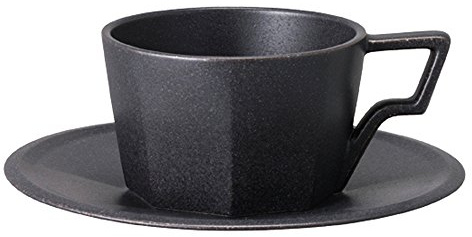 Kinto | Oct Cup and Saucer - Black - 220ml