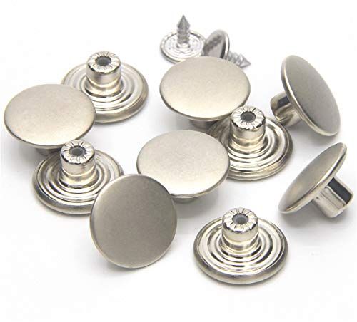 17 mm Jeans Knöpfe ohne Nähen Metall Tack Buttons Ersatz Kit 12 Set matt silber