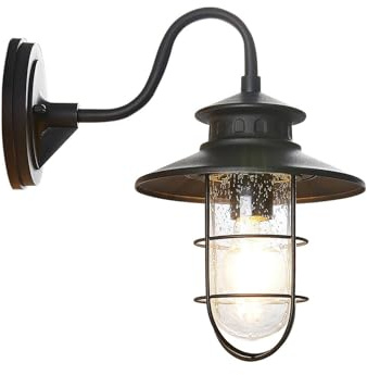 Lindby Outdoor Wall Light Kyan dimmable (Antique, Vintage) in Black (1 Light Source E27) from wall lamp for Exterior/Interior Walls House Terrace und Balcony