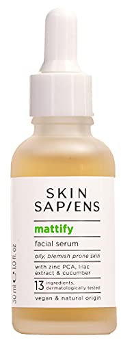 SKIN SAPIENS MATTIFY Facial Serum with Zinc PCA and lilac extract, Reduces Oiliness, natural Ecocert Cosmos, for men and women, Cruelty Free and Vegan Skincare for Oily or Blemish-Prone Skin, 30 ml.