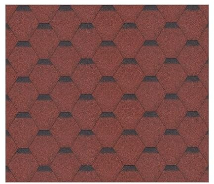 Lot de bardeaux bitumineux Hexagonal Rock H550RED, Couleur Rouge - Bitume toiture Timbela M550 pour Chalet de Jardin