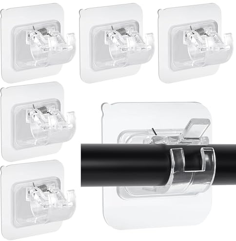 Ysimple 6Pc Self Adhesive Curtain Rod Brackets, No Drill Curtain Rod Holder | Adhesive Curtain Rod Brackets with No-Drill Design, Ideal for Curtains, Towel Rails and Poles, In Kitchen, Bathroom and Home