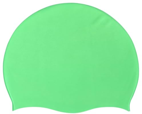 Blue Reef Stretchig silikon unisex kvinnor män en del badmössa badmössa vanlig omärkt fluo mörk pastellfärger en storlek vuxna 8+ år lätt att dra på badmössa (grön G5)