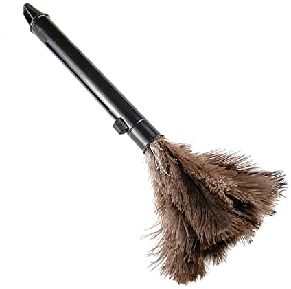 Mumusuki Feather Duster, Natural Ostrich Feathers for Dusting Contoured for Cleaning Ceiling Fans Window Blinds Computer Screens Bookshelves