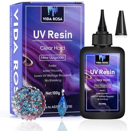 VidaRosa UV-harts, 100 g, kristallklar, hård, UV-harts, för smyckestillverkning, hänge, örhängen, halsband, armband, nagelkonsttillbehör