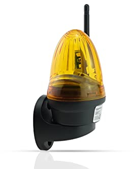 Schartec Mini lampe de signalisation 12 V 24 V et 230 V LED jaune avec antenne tige pour motorisation de porte de garage motorisation de portail coulissant