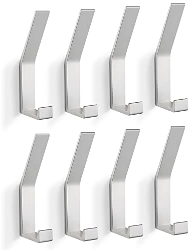 KYOEON Garderobenhaken Wand-Montiert, Kleiderhaken Silber 8 Stück, Handtüchern Roben Haken Wandhaken für Küche, Tür, Badezimmer, Foyers und Flure
