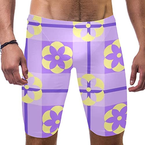 HUI JIN SHOP Badeanzug für Herren und Jungen, kariert, Wettkampf-Badeanzug, quadratisches Bein, Ausdauertraining, mehrfarbig, XXL